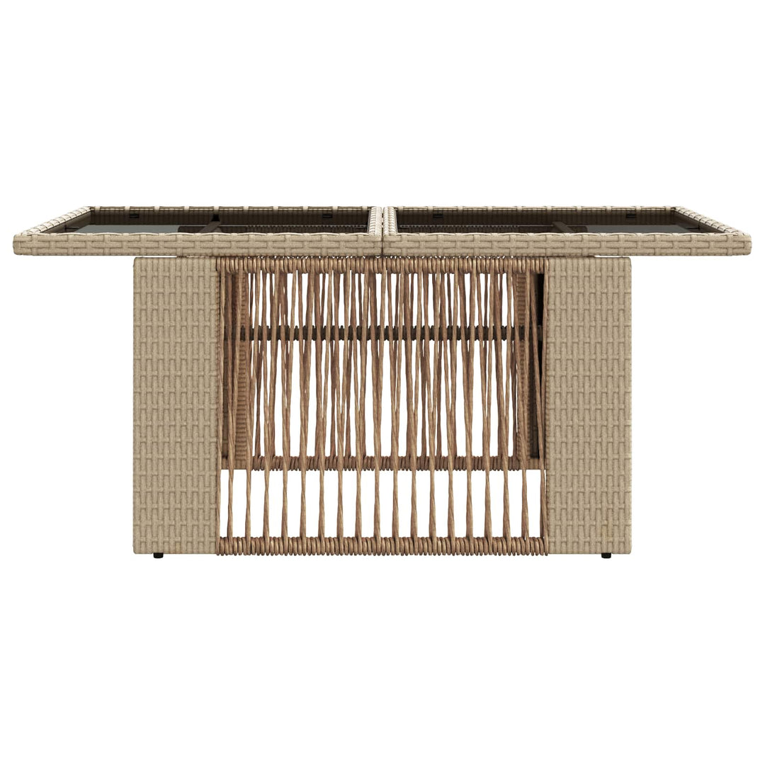 Havemøbel Bord Beige 100 x 55 x 37 cm PE Rattan og Glas