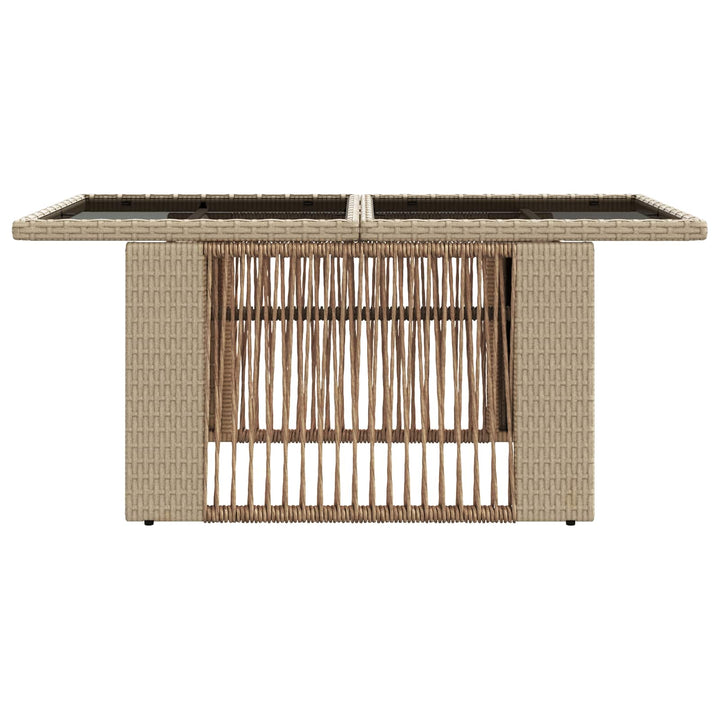 Havemøbel Bord Beige 100 x 55 x 37 cm PE Rattan og Glas