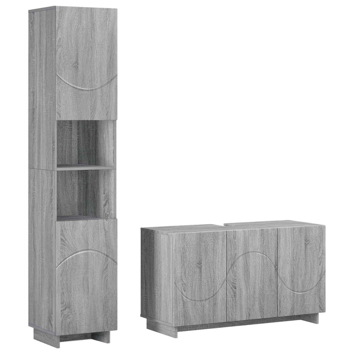 Badeværelsesskabsæt 2 stk. Grå Sonoma Konstrueret træ