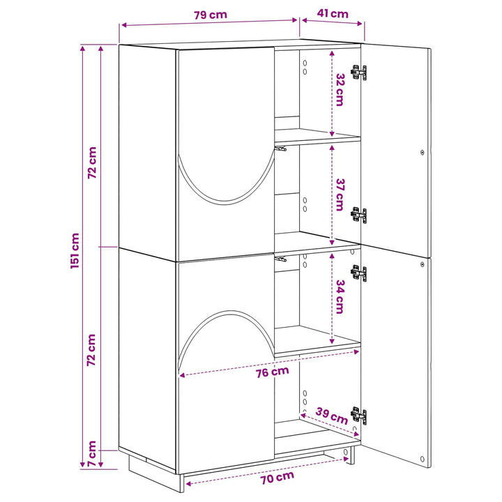 Highboard Betongrå 79 x 41 x 151 cm Konstrueret træ