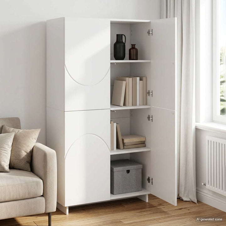 Highboard Hvid højglans 79 x 41 x 151 cm Konstrueret træ