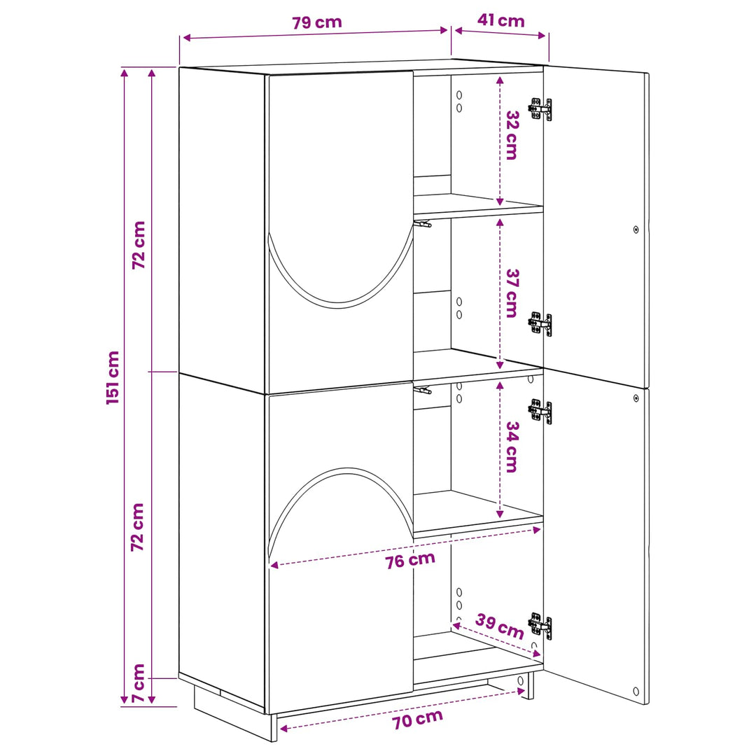 Highboard Grå Sonoma 79 x 41 x 151 cm Konstrueret træ
