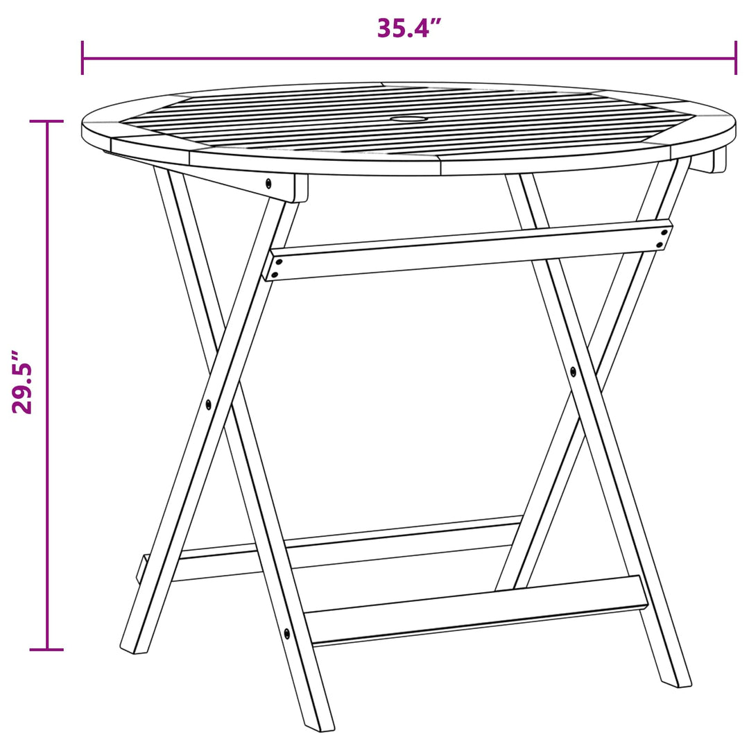 Sammenklappeligt havebord Brun Ø 90 x 75 cm