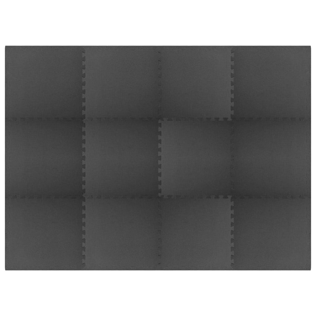 Poolbundmåtte 12 pcs Sort 4,32 ㎡ EVA skum