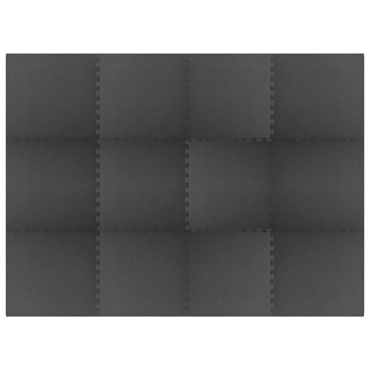 Poolbundmåtte 12 pcs Sort 4,32 ㎡ EVA skum