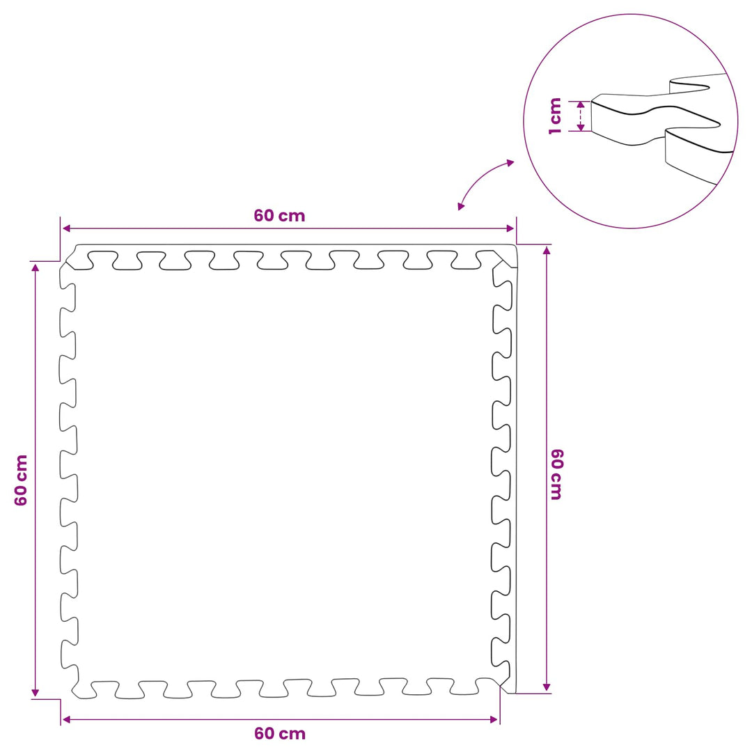Poolbundmåtte 24 pcs Grå 8,64 m² EVA skum