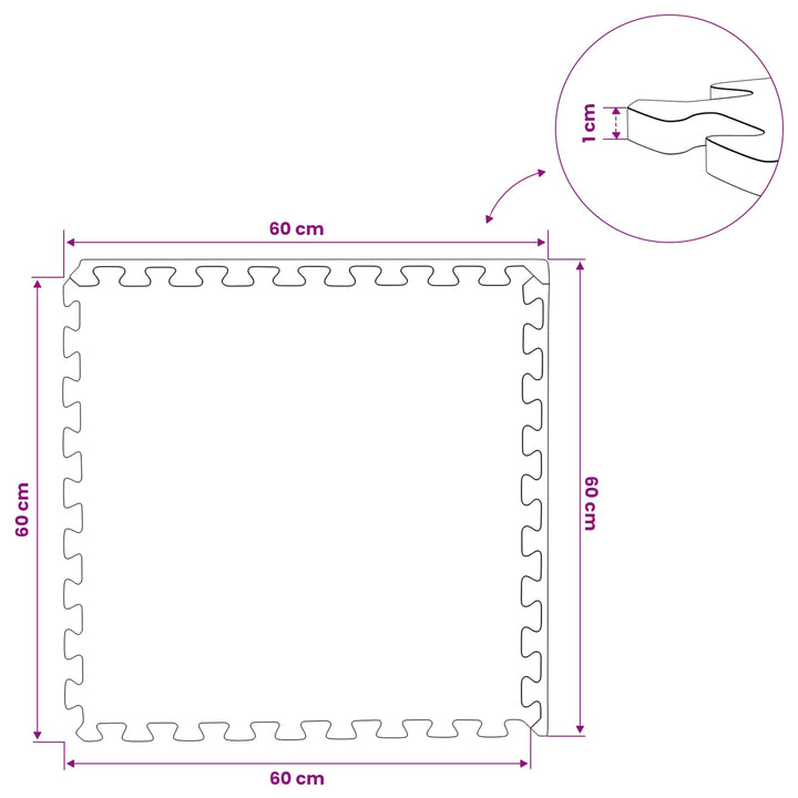Poolbundmåtte 50 pcs Sort 18 m² EVA skum