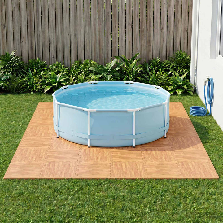 Poolbundmåtte 50 pcs træ 18 m² EVA skum