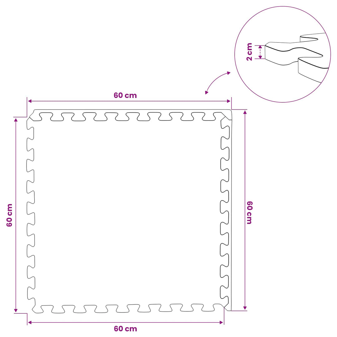 Poolbundmåtte 24 pcs Sort 8,64 m² EVA skum