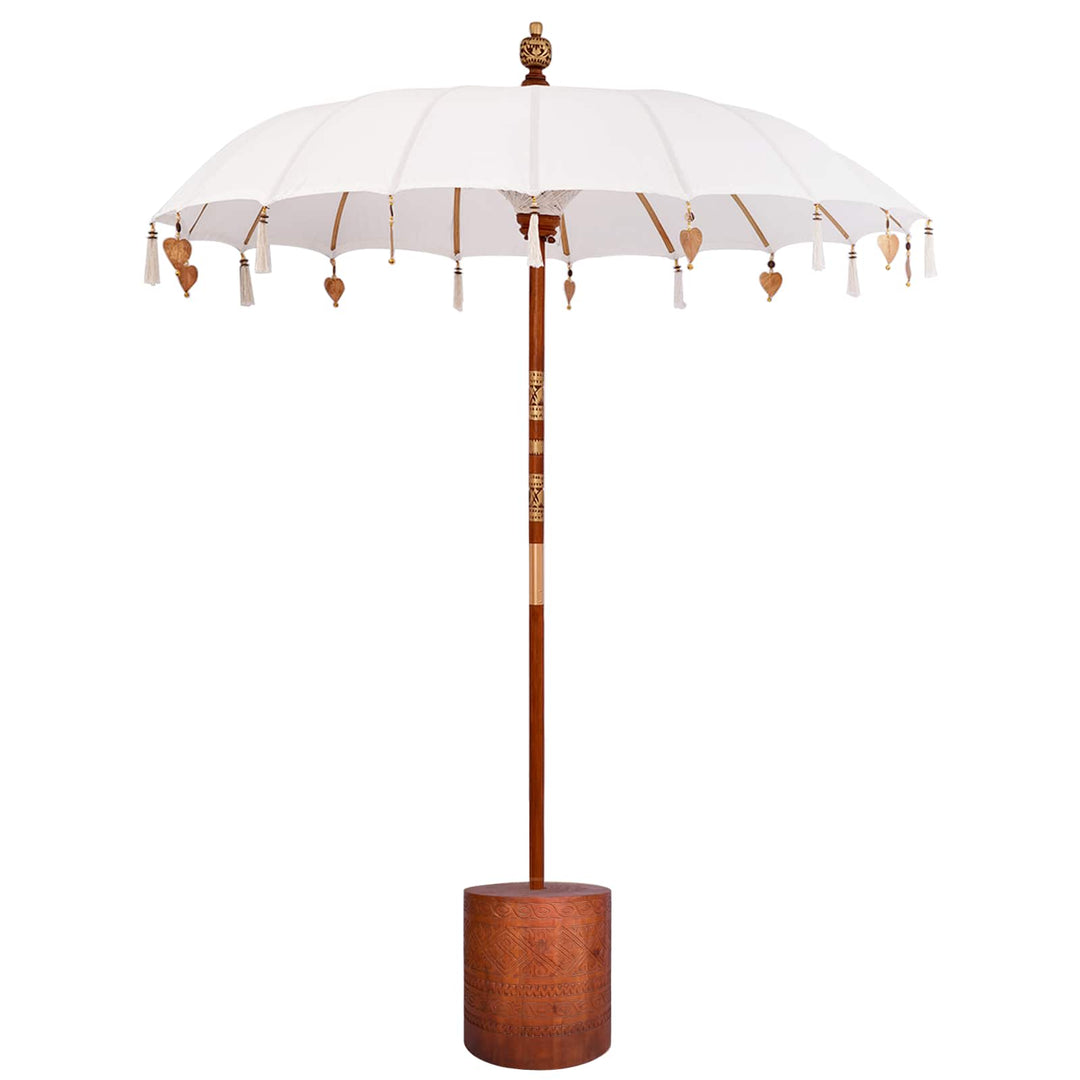 Balinesisk parasol med fod Rund 190 x 190 x 295 cm