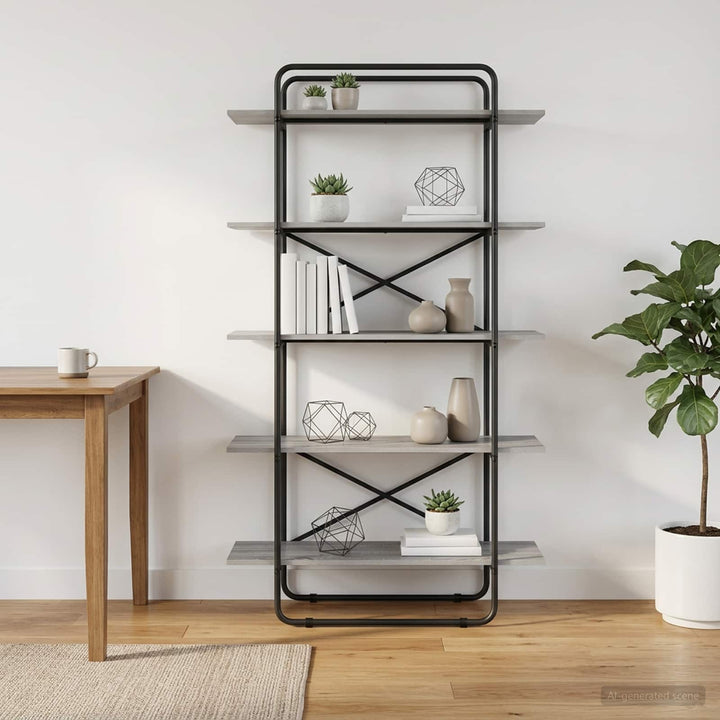 Bogreol 5 niveauer 100 x 35 x 175,5 cm PB Grå Sonoma