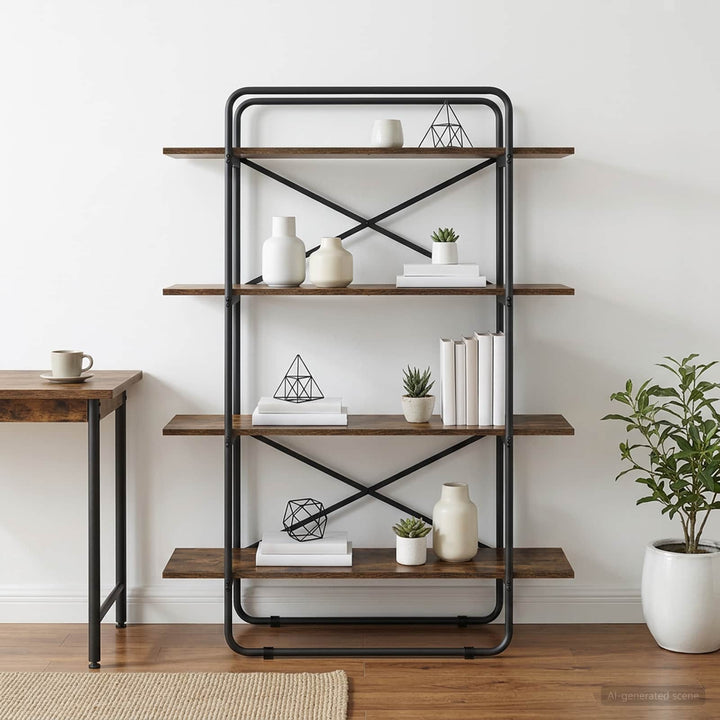 Bogreol 4 niveauer 100 x 35 x 140 cm PB Røget eg