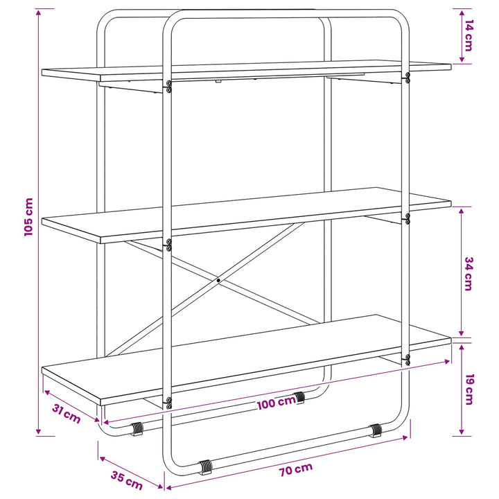 Bogreol 3 niveauer 100 x 35 x 105 cm PB Artisan-eg