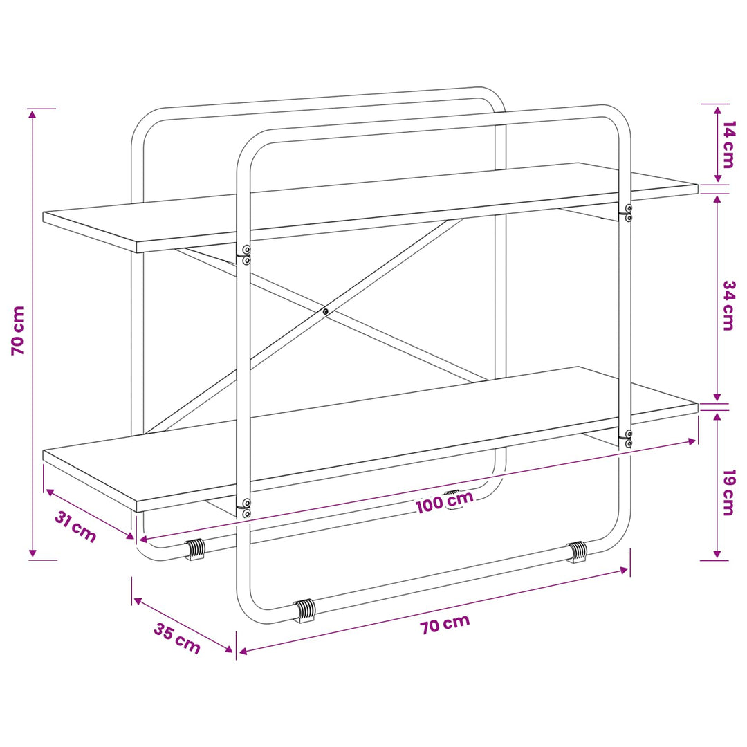 Bogreol 2 niveauer 100 x 35 x 70 cm PB Sort eg