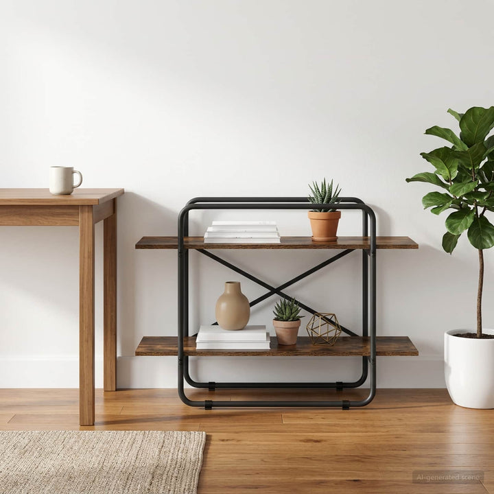 Bogreol 2 niveauer 100 x 35 x 70 cm PB Røget eg
