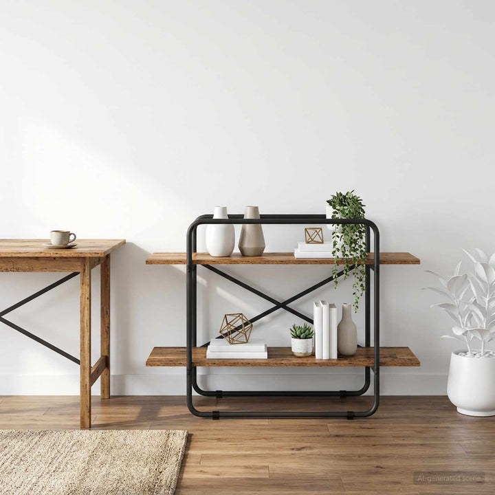 Bogreol 2 niveauer 100 x 35 x 70 cm PB Egetræ