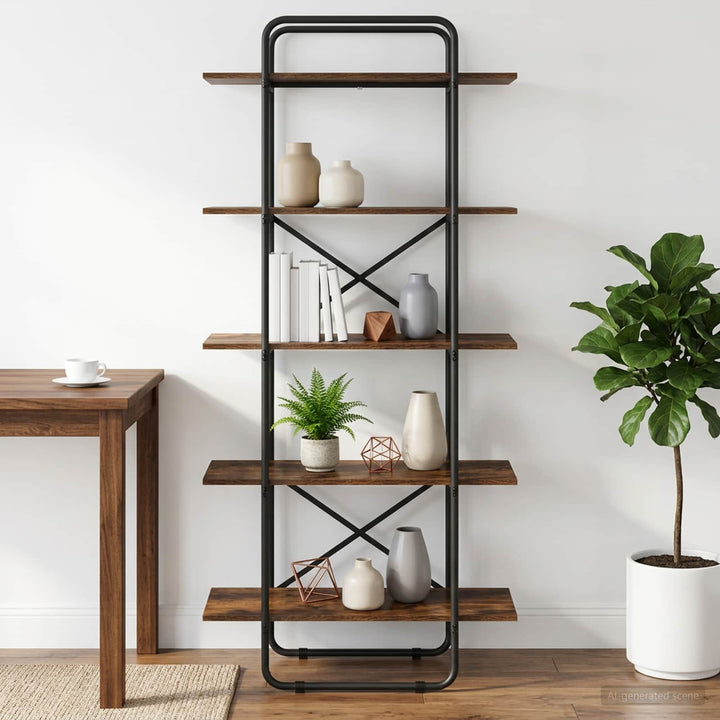 Bogreol 5 niveauer 80 x 35 x 175,5 cm PB Røget eg
