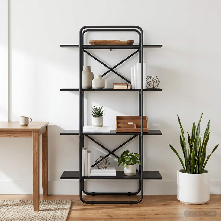 Bogreol 4 niveauer 80 x 35 x 140 cm PB Sort eg