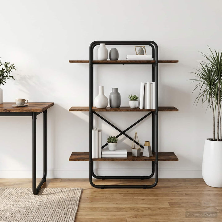 Bogreol 3 niveauer 80 x 35 x 105 cm PB Røget eg