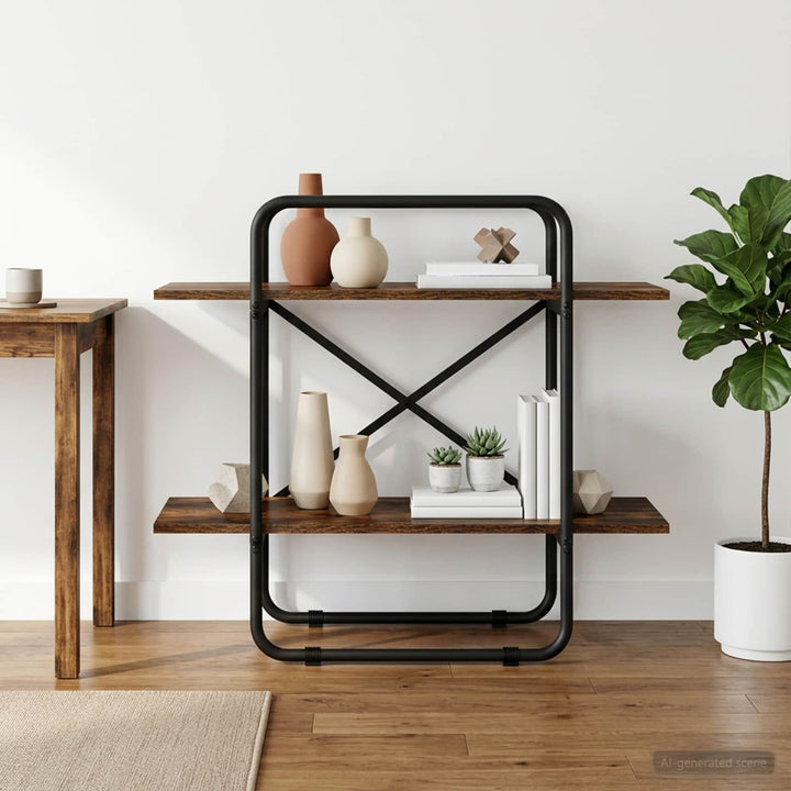 Bogreol 2 niveauer 80 x 35 x 70 cm PB Røget eg