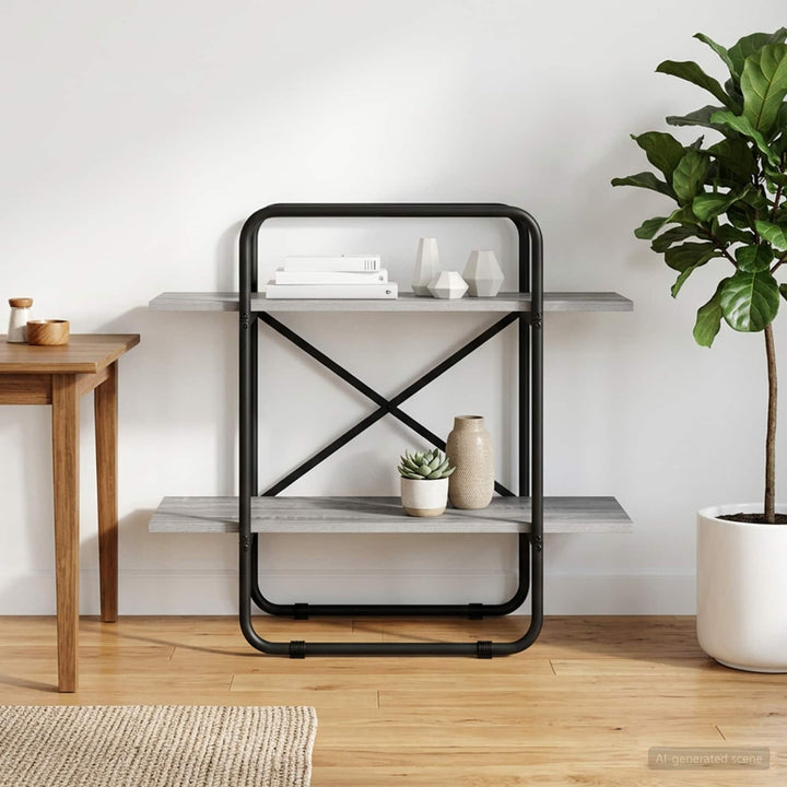 Bogreol 2 niveauer 80 x 35 x 70 cm PB Grå Sonoma