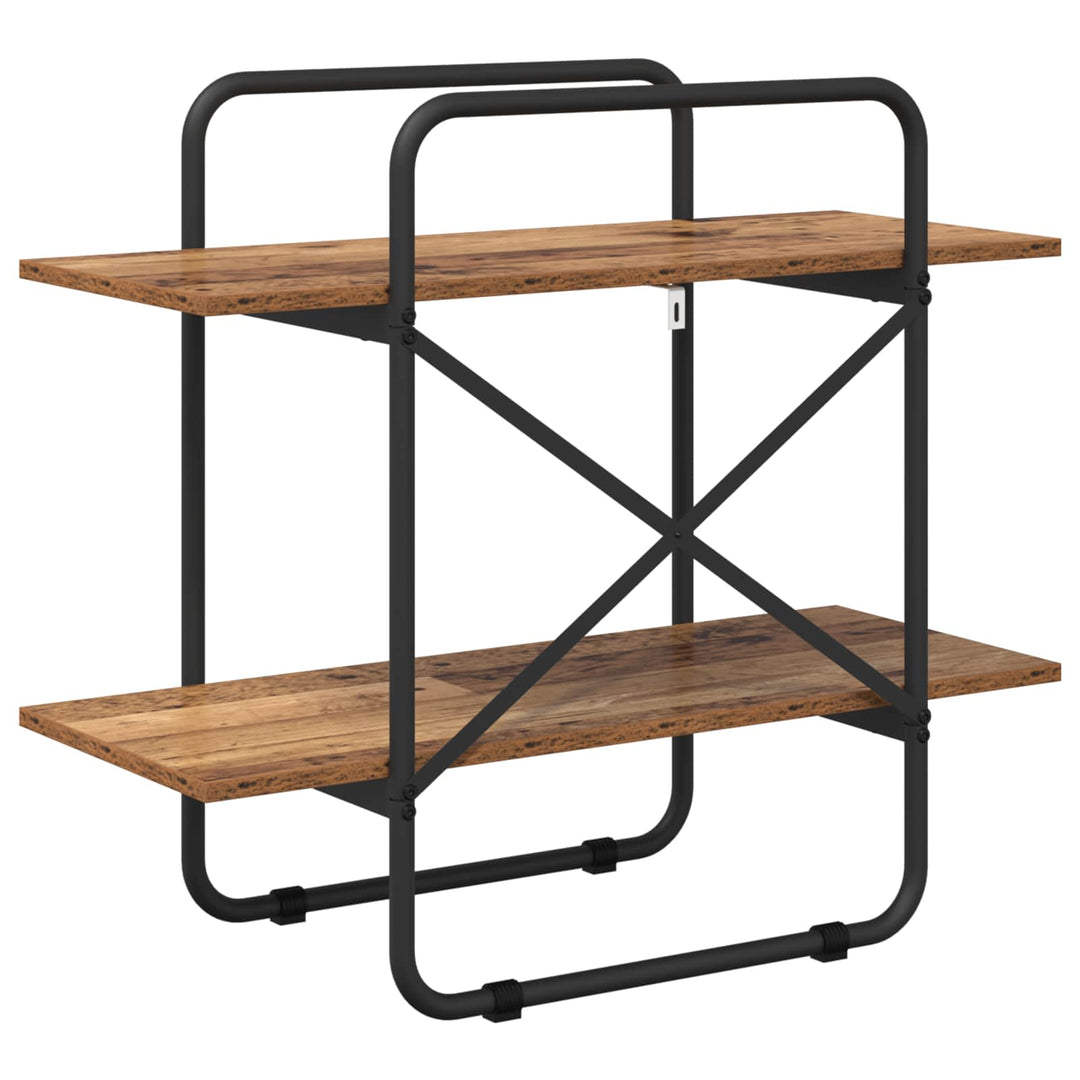 Bogreol 2 niveauer 80 x 35 x 70 cm Konstrueret træ Gammelt træ