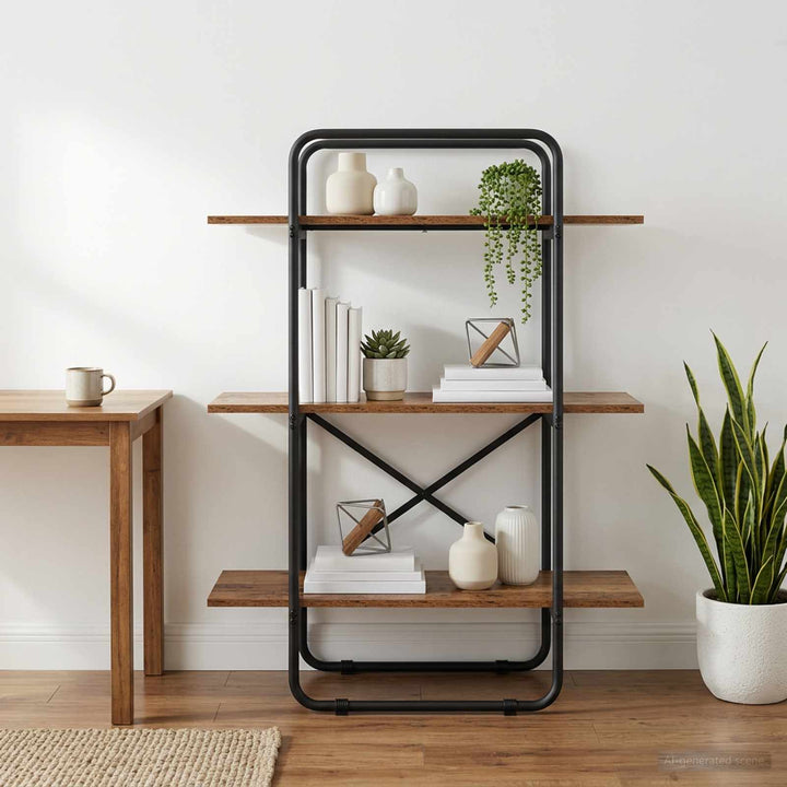 Bogreol 3 niveauer 60 x 35 x 105 cm PB Egetræ