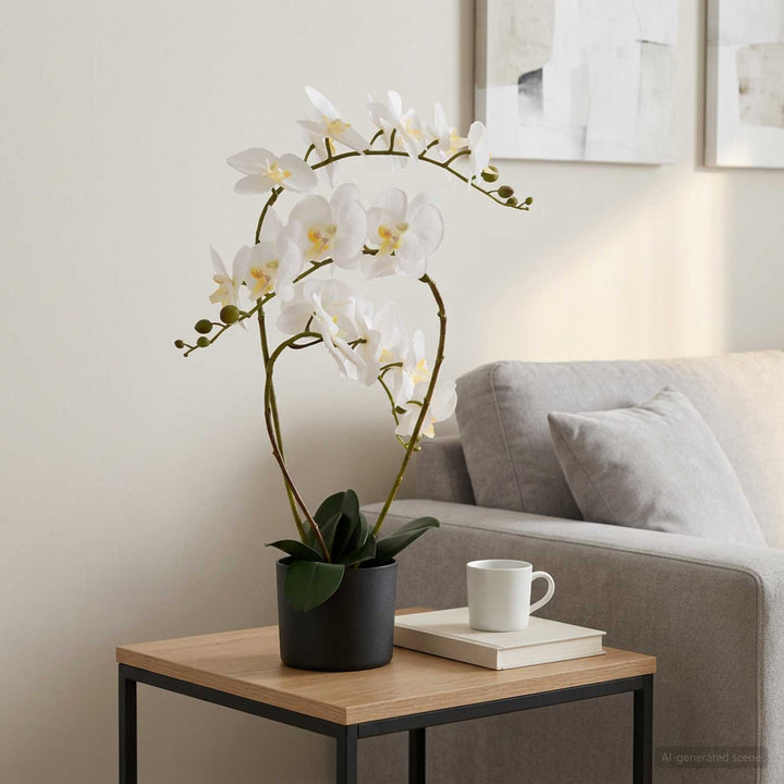 Kunstig orkideplante med potte Hvid 45 x 15 x 65 cm