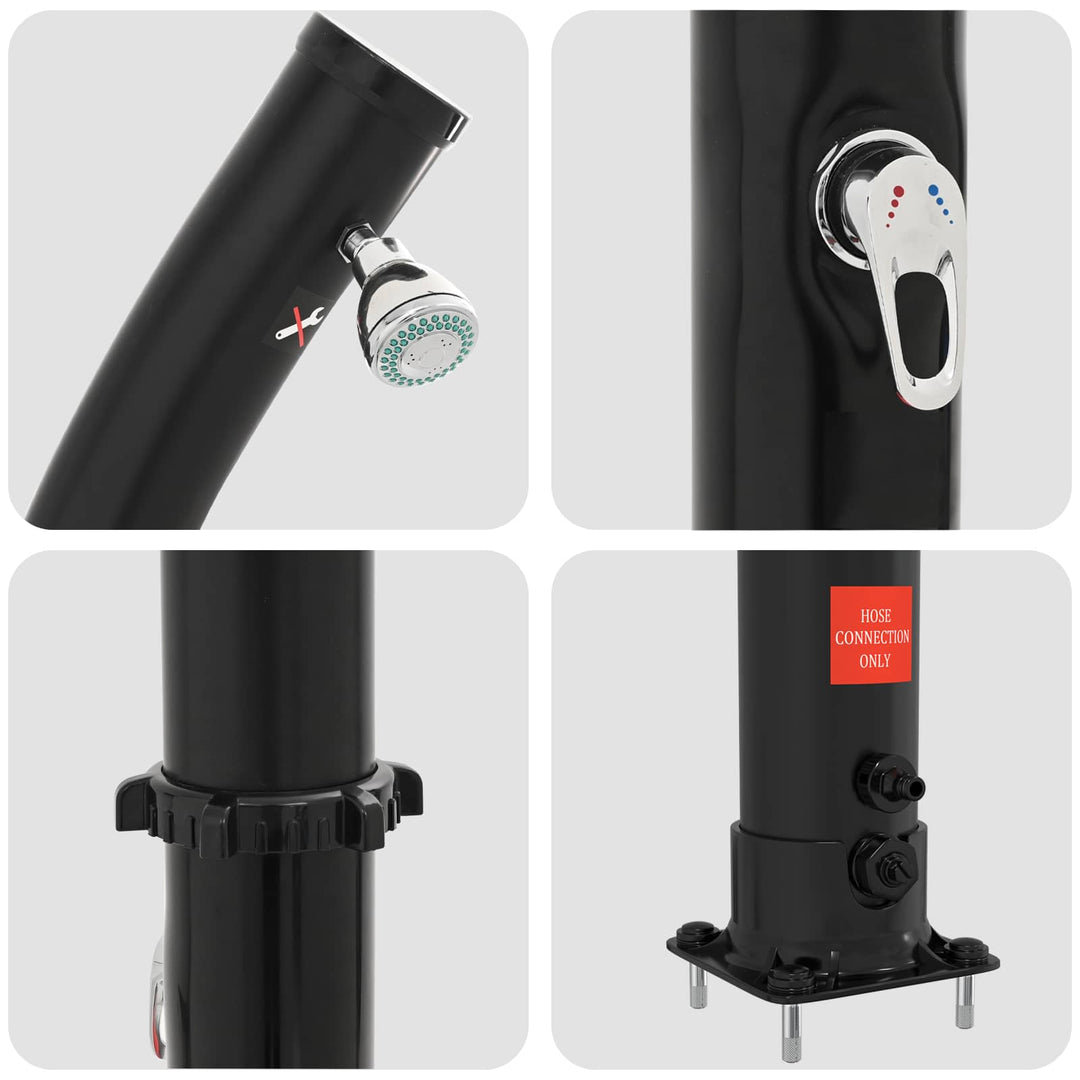 Solbruser med brusehoved 20 l PVC, ABS, Zinklegering Sort