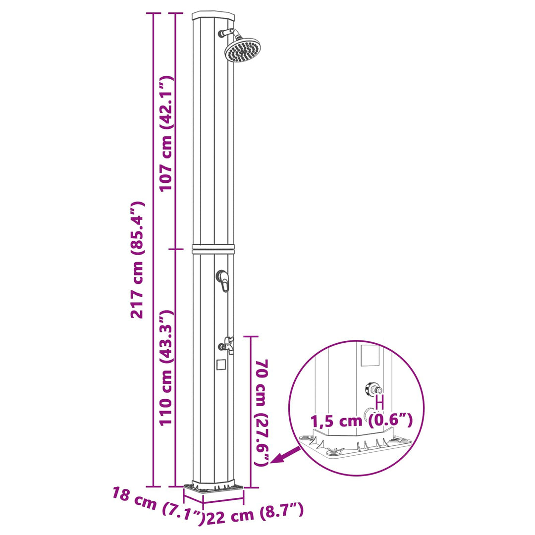 Solbruser med bruserhoved og vandhane PVC, ABS, Zinklegering