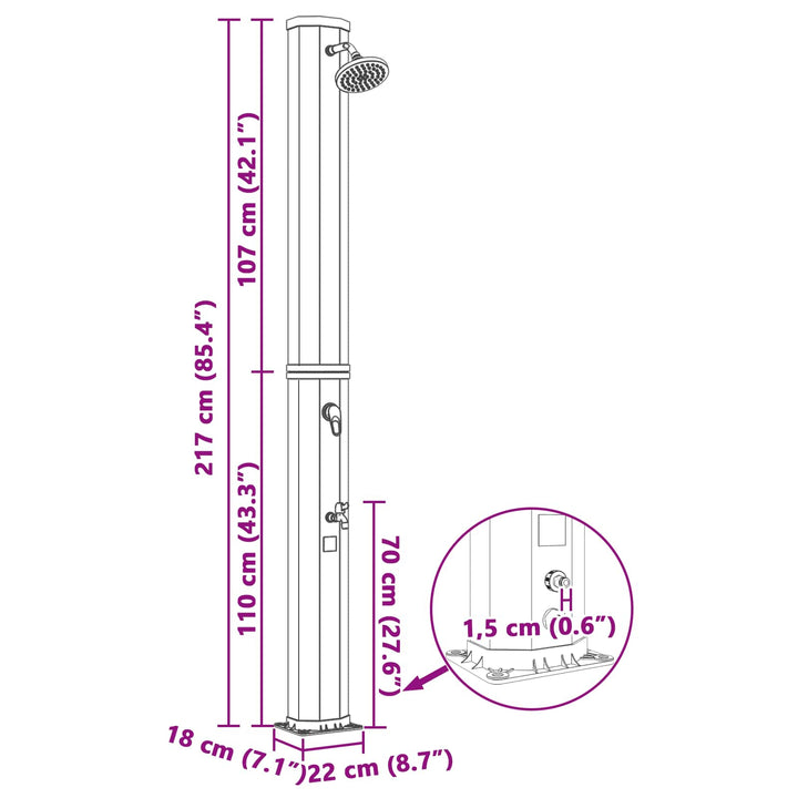 Solbruser med bruserhoved og vandhane PVC, ABS, Zinklegering