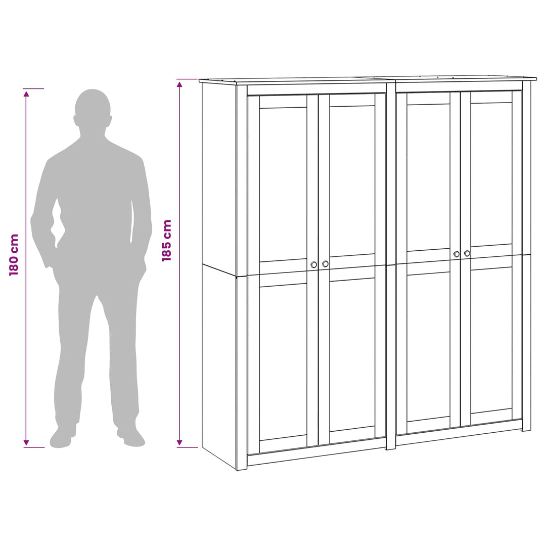 Garderobeskab PANAMA Honning 169 x 50 x 185 cm Massivt fyrretræ