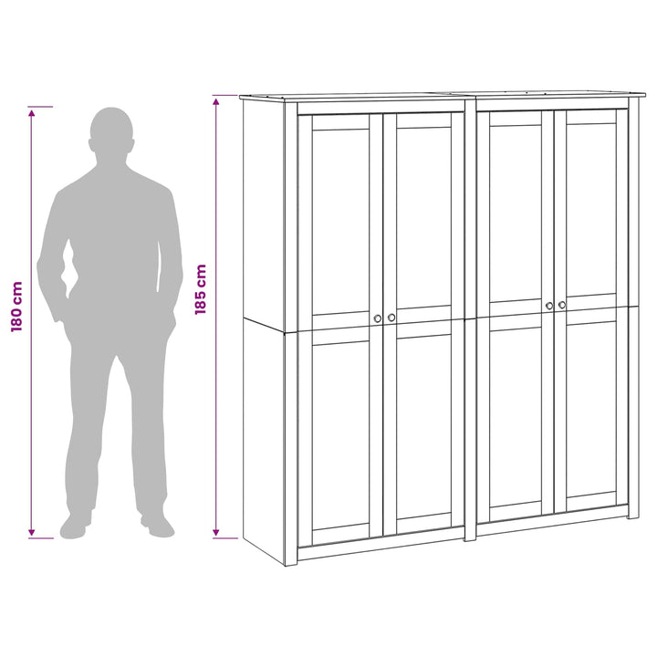 Garderobeskab PANAMA Honning 169 x 50 x 185 cm Massivt fyrretræ