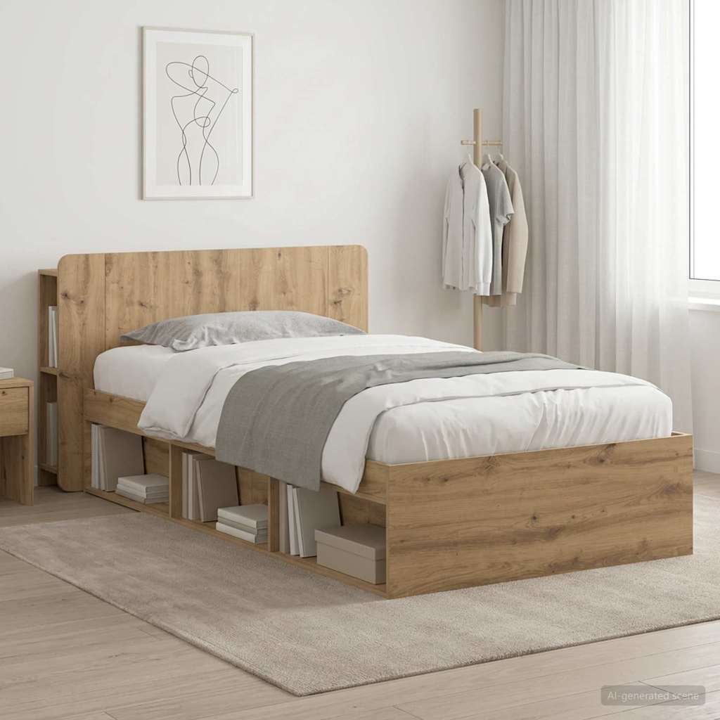 Sengestel med opbevaring Artisan-eg 75 x 190 cm Konstrueret træ