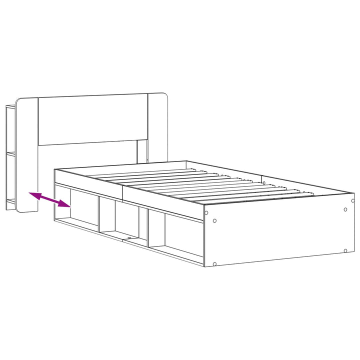 Sengestel med opbevaring med hovedgærde Gammelt træ 75 x 190 cm