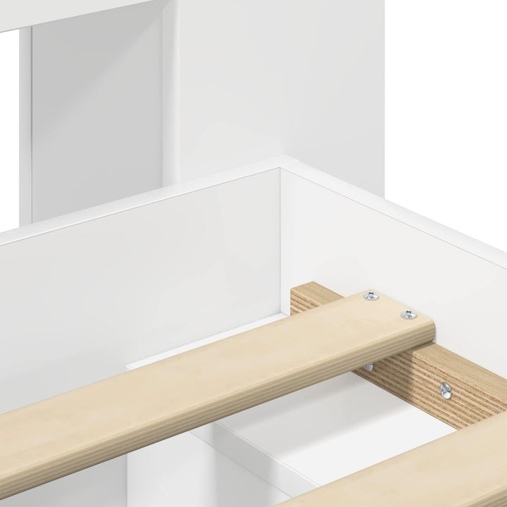 Sengestel med opbevaring Hvid 75 x 190 cm Konstrueret træ
