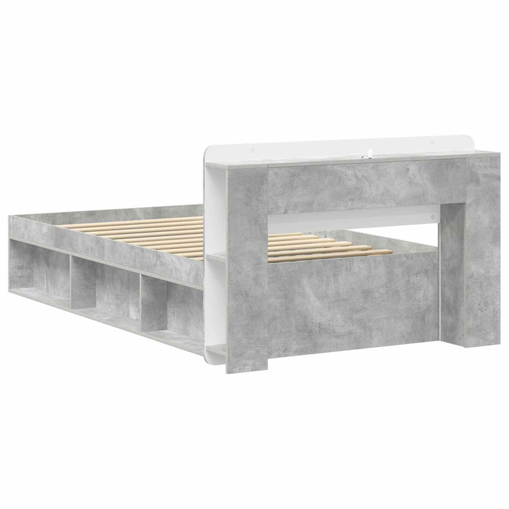 Sengestel med opbevaring Betongrå 80 x 200 cm Konstrueret træ