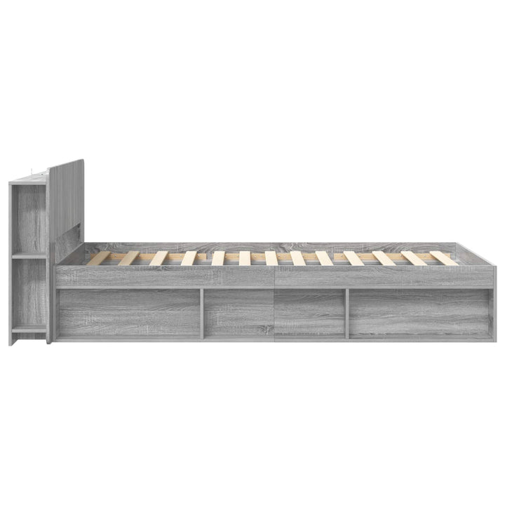 Sengestel med opbevaring Grå Sonoma 80 x 200 cm Konstrueret træ