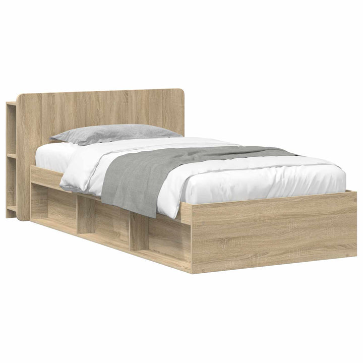 Sengestel med opbevaring Sonoma-eg 80 x 200 cm Konstrueret træ
