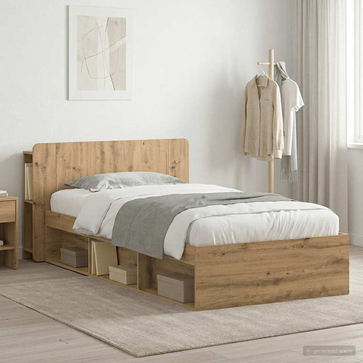 Sengestel med opbevaring Artisan-eg 90 x 190 cm Konstrueret træ