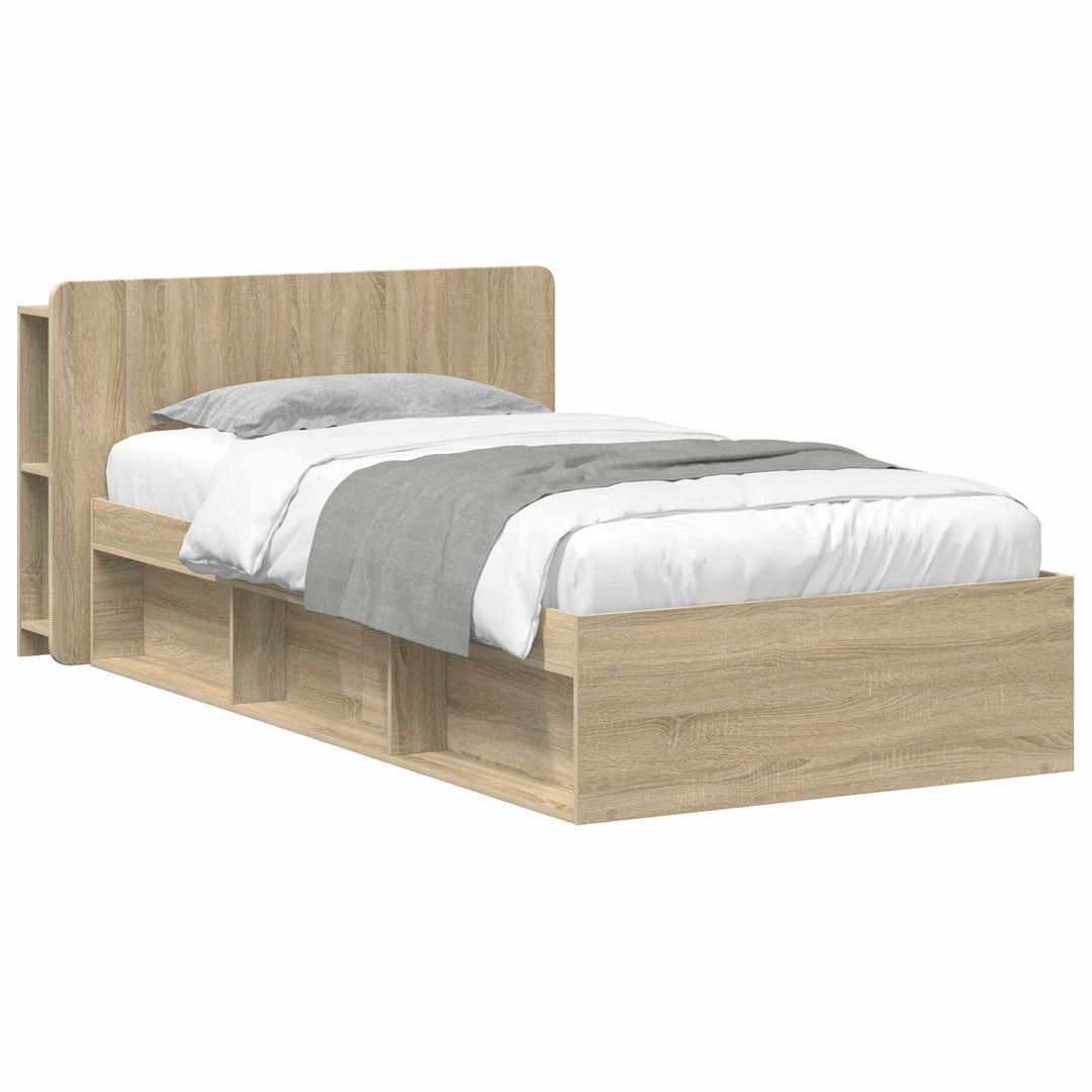 Sengestel med opbevaring Sonoma-eg 90 x 190 cm Konstrueret træ