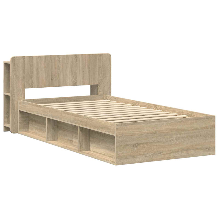 Sengestel med opbevaring Sonoma-eg 90 x 190 cm Konstrueret træ