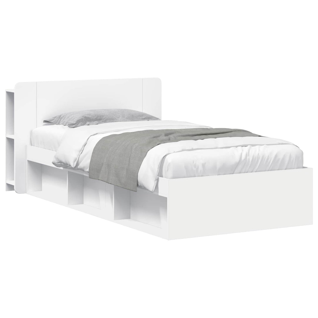 Sengestel med opbevaring Hvid 90 x 190 cm Konstrueret træ