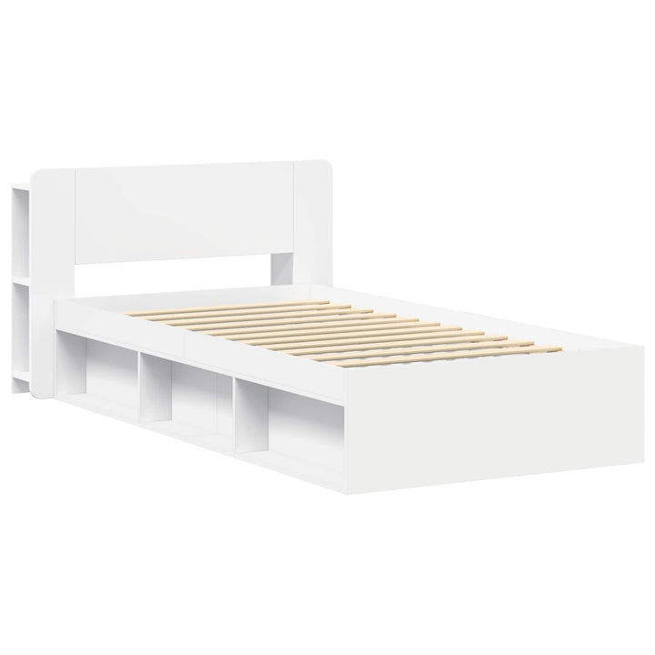 Sengestel med opbevaring Hvid 90 x 190 cm Konstrueret træ
