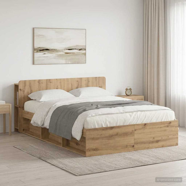 Sengestel med opbevaring med hovedgærde Artisan-eg 135 x 190 cm