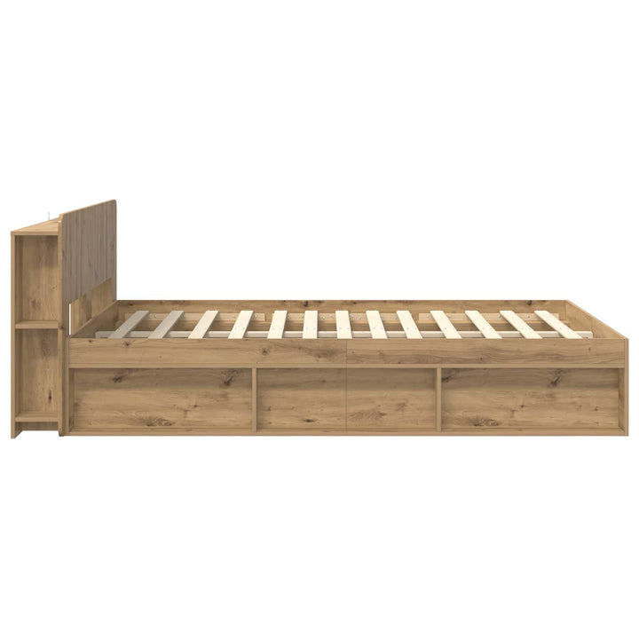 Sengestel med opbevaring med hovedgærde Artisan-eg 135 x 190 cm