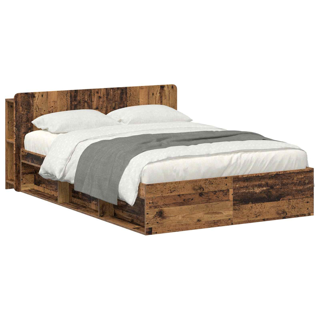 Sengestel med opbevaring Gammelt træ 135 x 190 cm