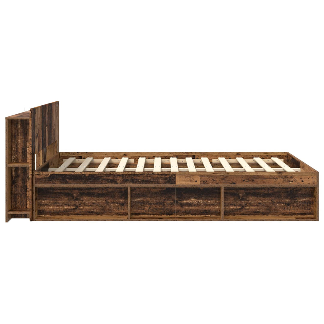 Sengestel med opbevaring Gammelt træ 135 x 190 cm