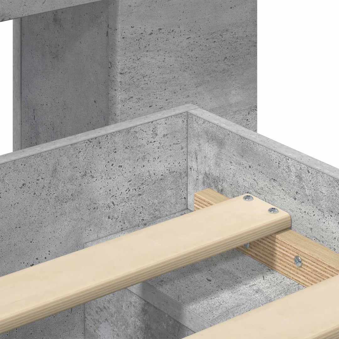 Sengestel med opbevaring Betongrå 140 x 190 cm Konstrueret træ