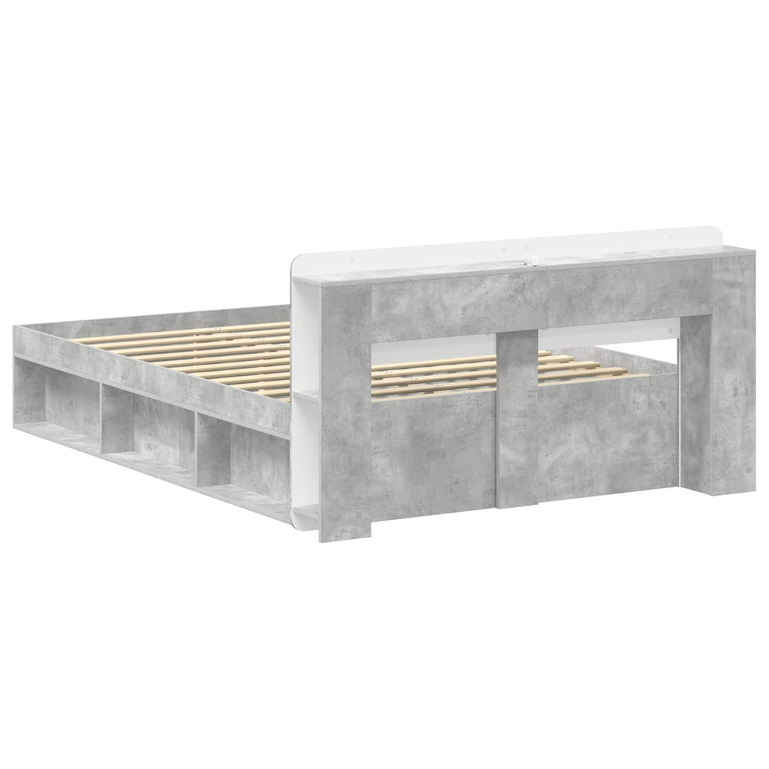 Sengestel med opbevaring Betongrå 140 x 190 cm Konstrueret træ